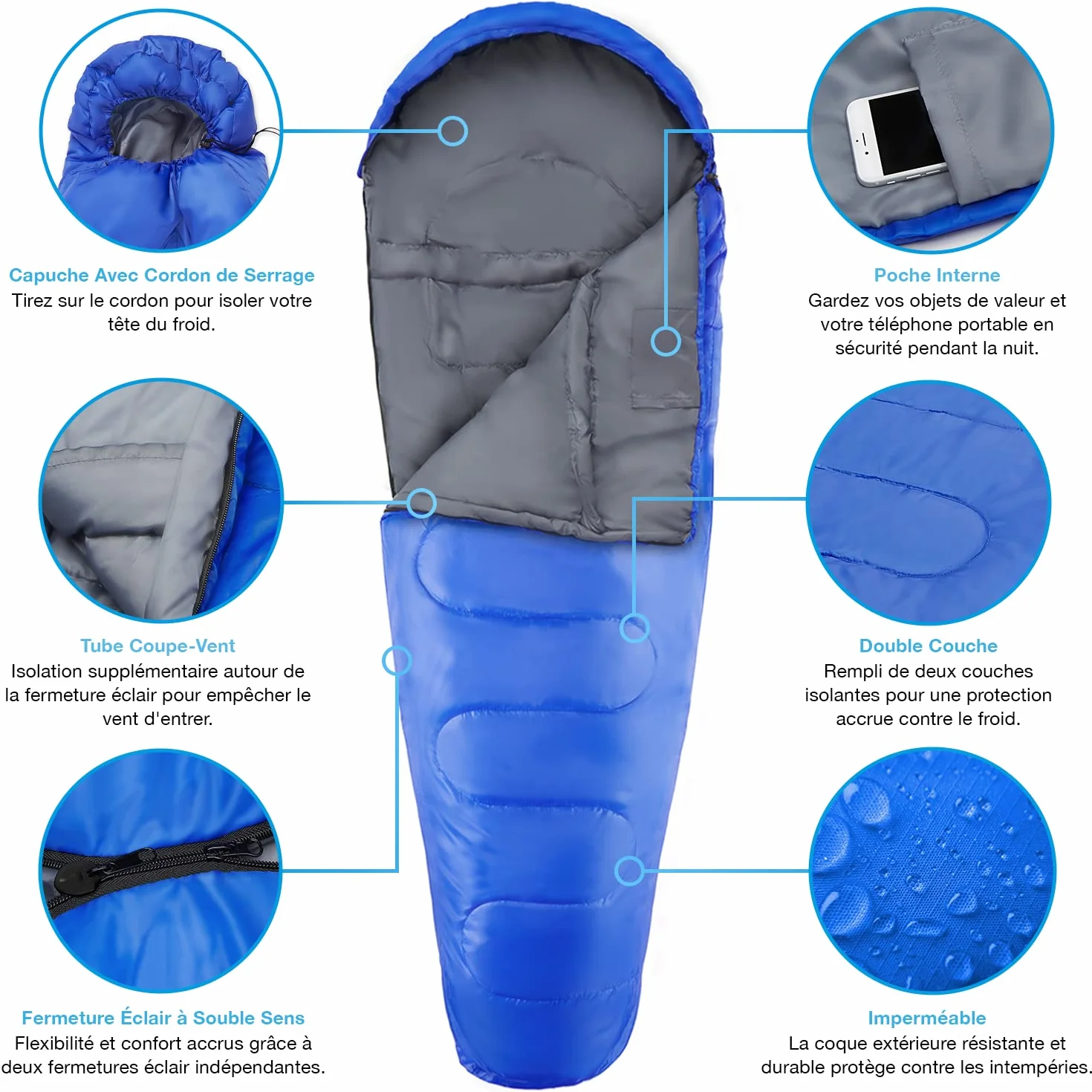 Active Era Sac de Couchage Sarcophage Professionnel 300GSM 3-4 Saisons Température Extrême Duvet Adulte Compact Camping Randonnée