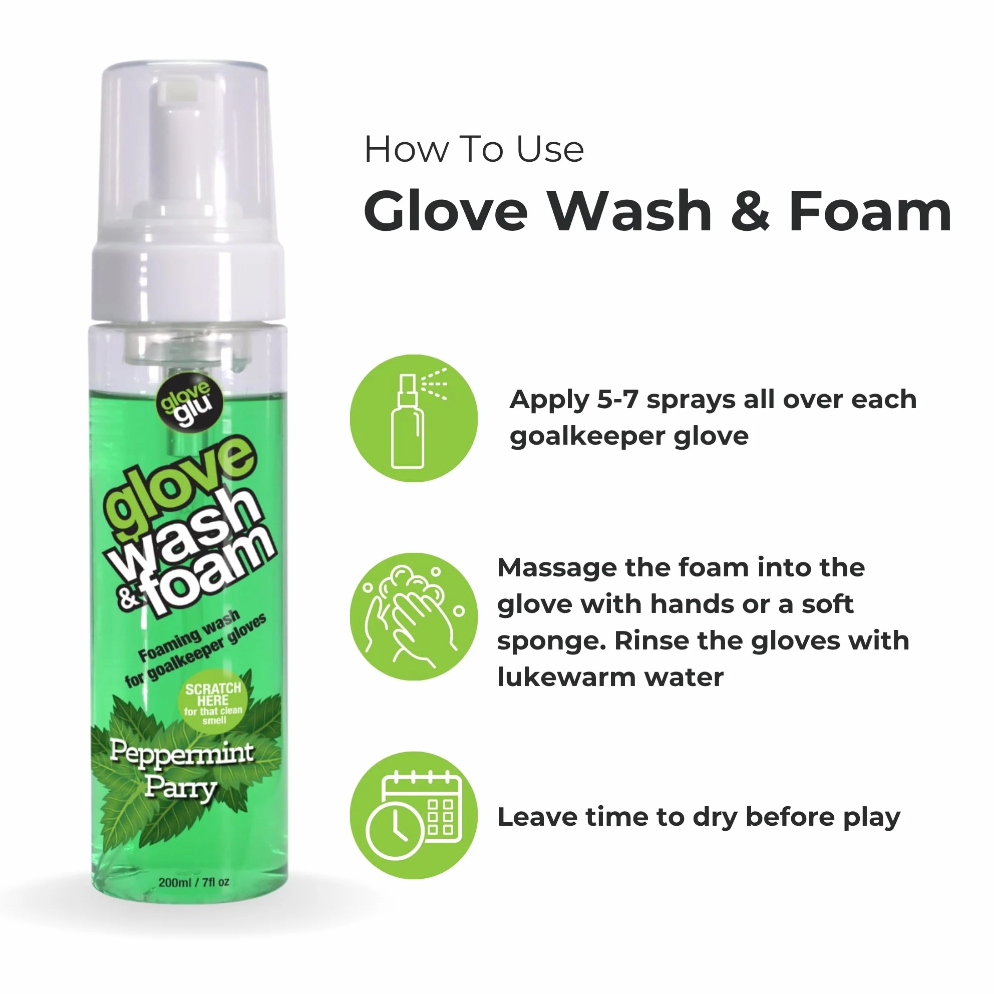 Gloveglu Nettoyant moussant pour gants de gardien de but Menthe poivrée 200 ml