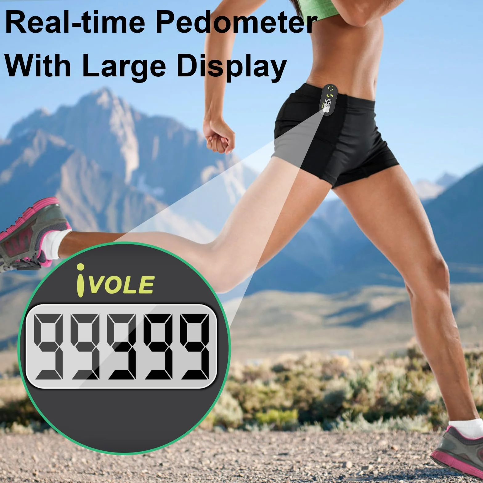 Czemo Mini Podomètre avec Lanière, Podomètre Portable pour Suivi des Pas et Distance