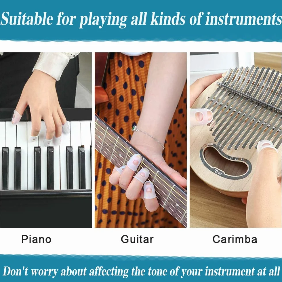 30 Pièces Protections Doigts Silicone pour Guitare - Capsules Antidérapantes Réutilisables