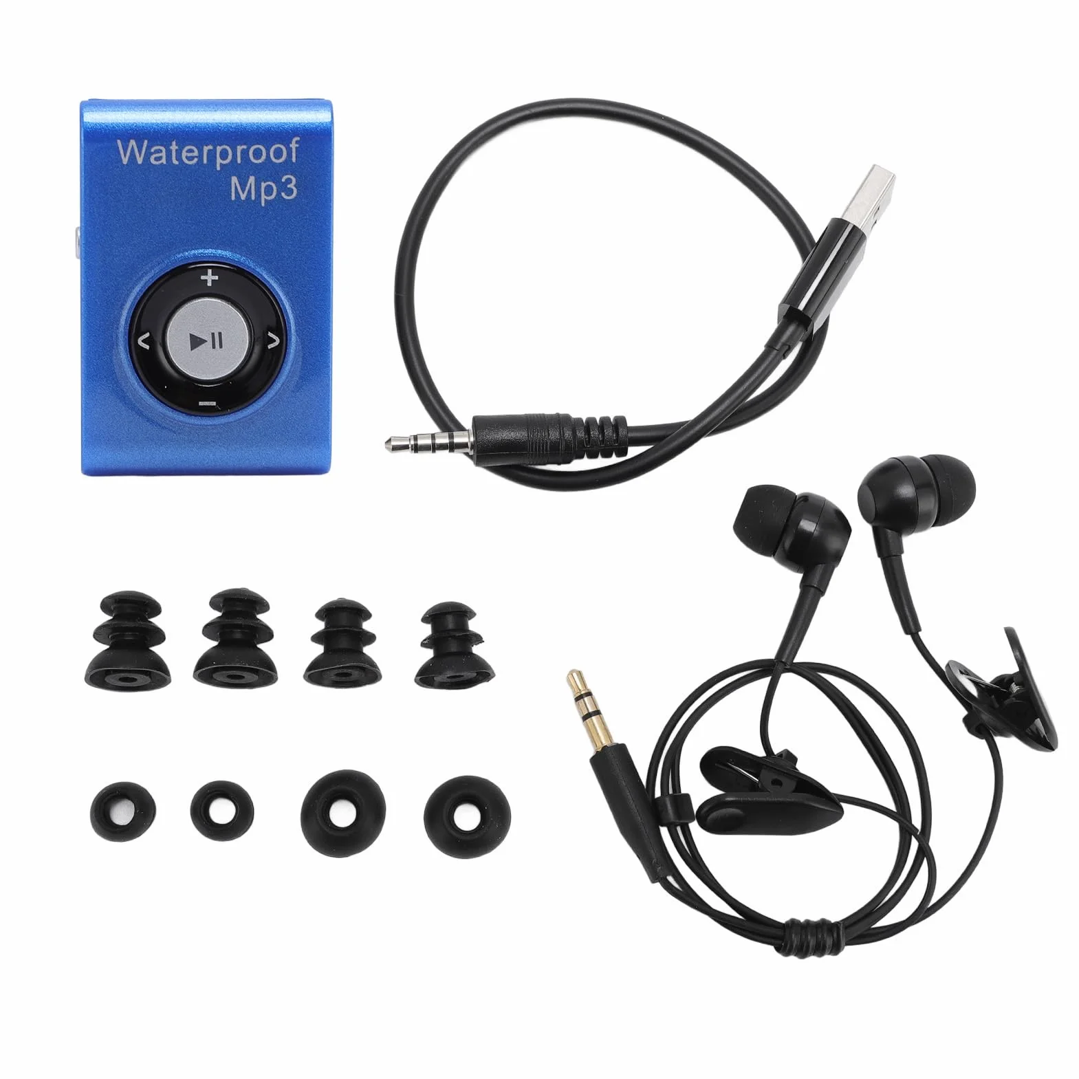 Lecteur MP3 Natation 8 Go Étanche Plongée Surf Course Casque Inclus Bleu