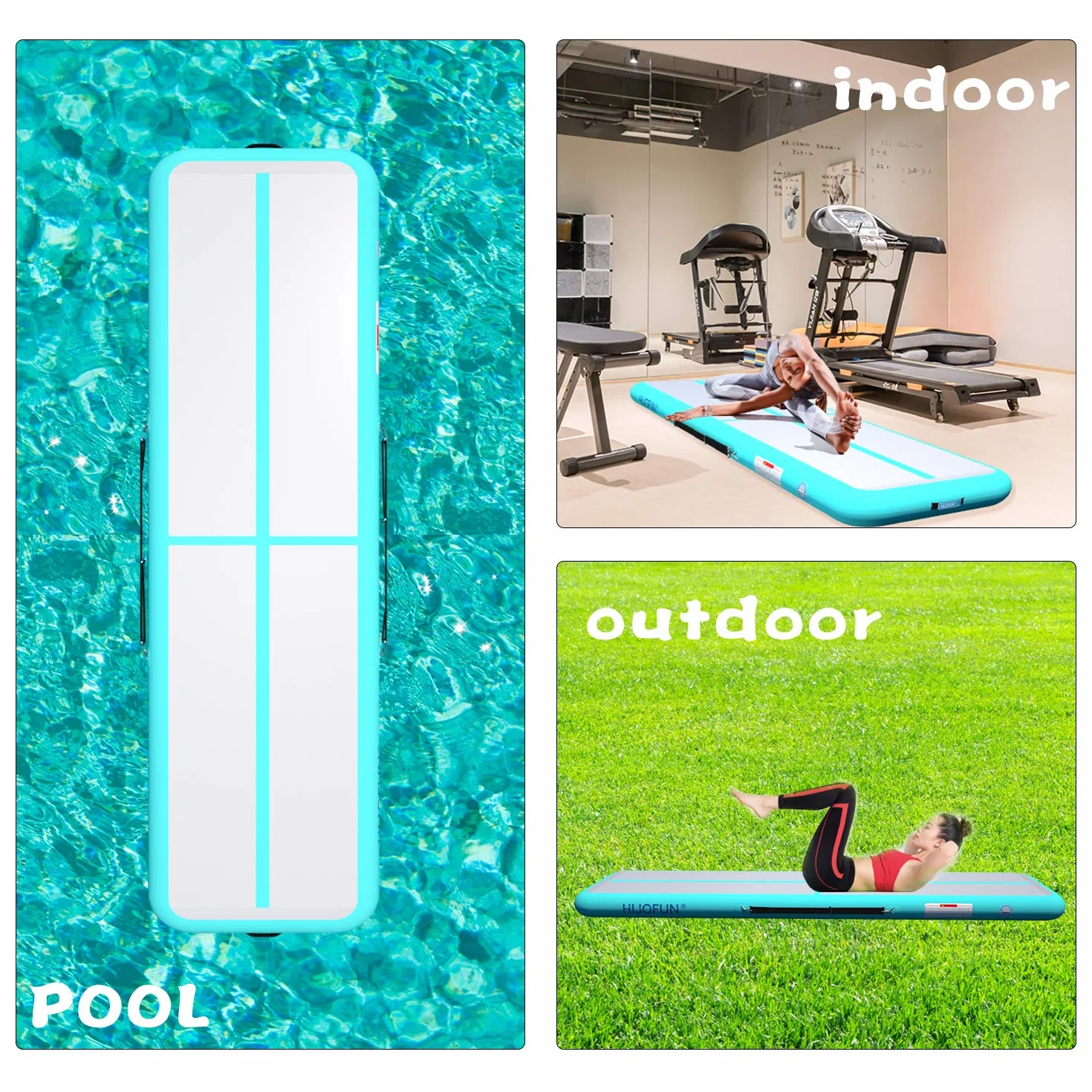Tapis de Gymnastique Gonflable Air Floor Mat 3M 4M 5M 6M avec Pompe 10/20cm d'épaisseur