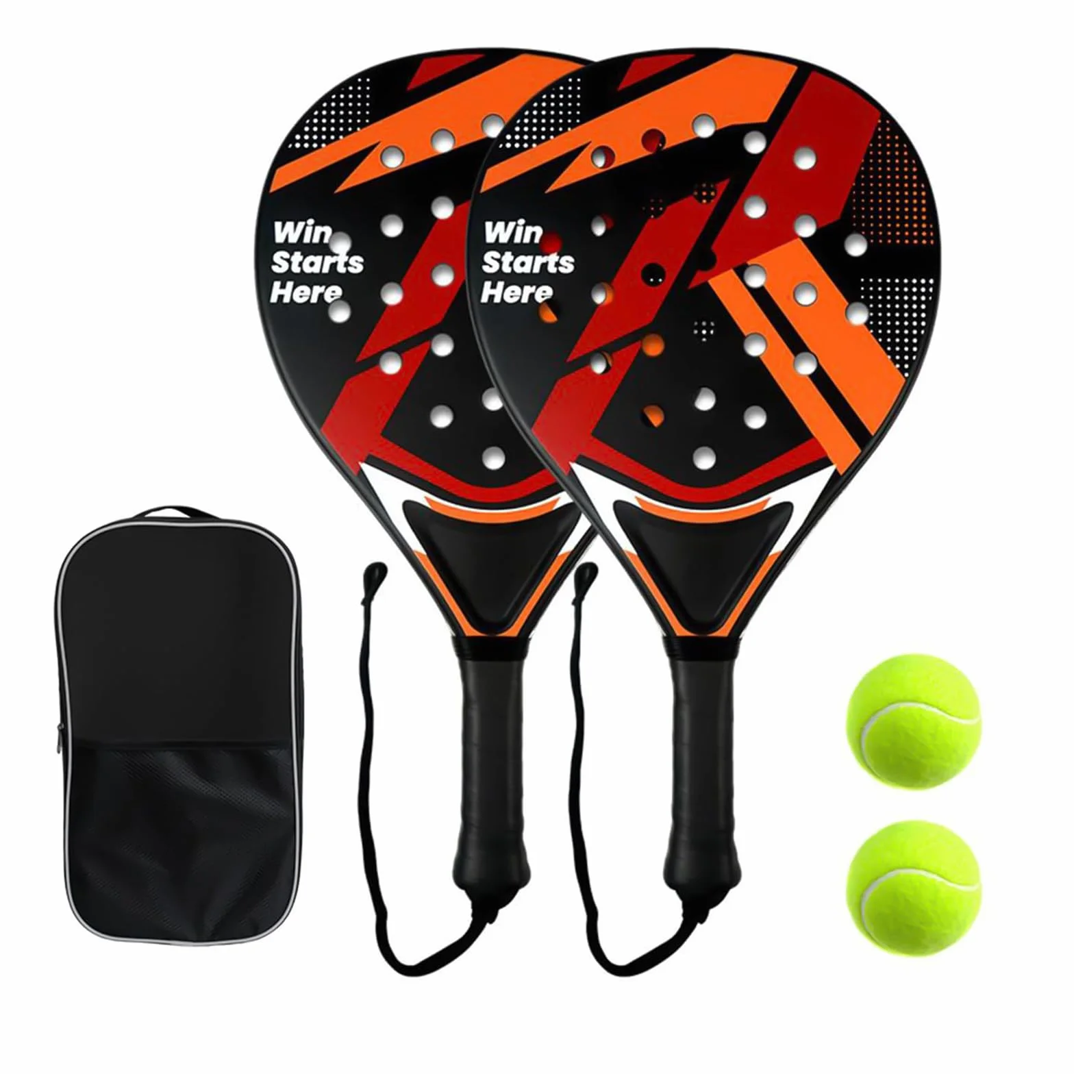 Raquettes de Padel Lot de 2 pour Débutants Femmes Noir Rouge Cadre ABS Noyau Mousse EVA Contrôle Facile