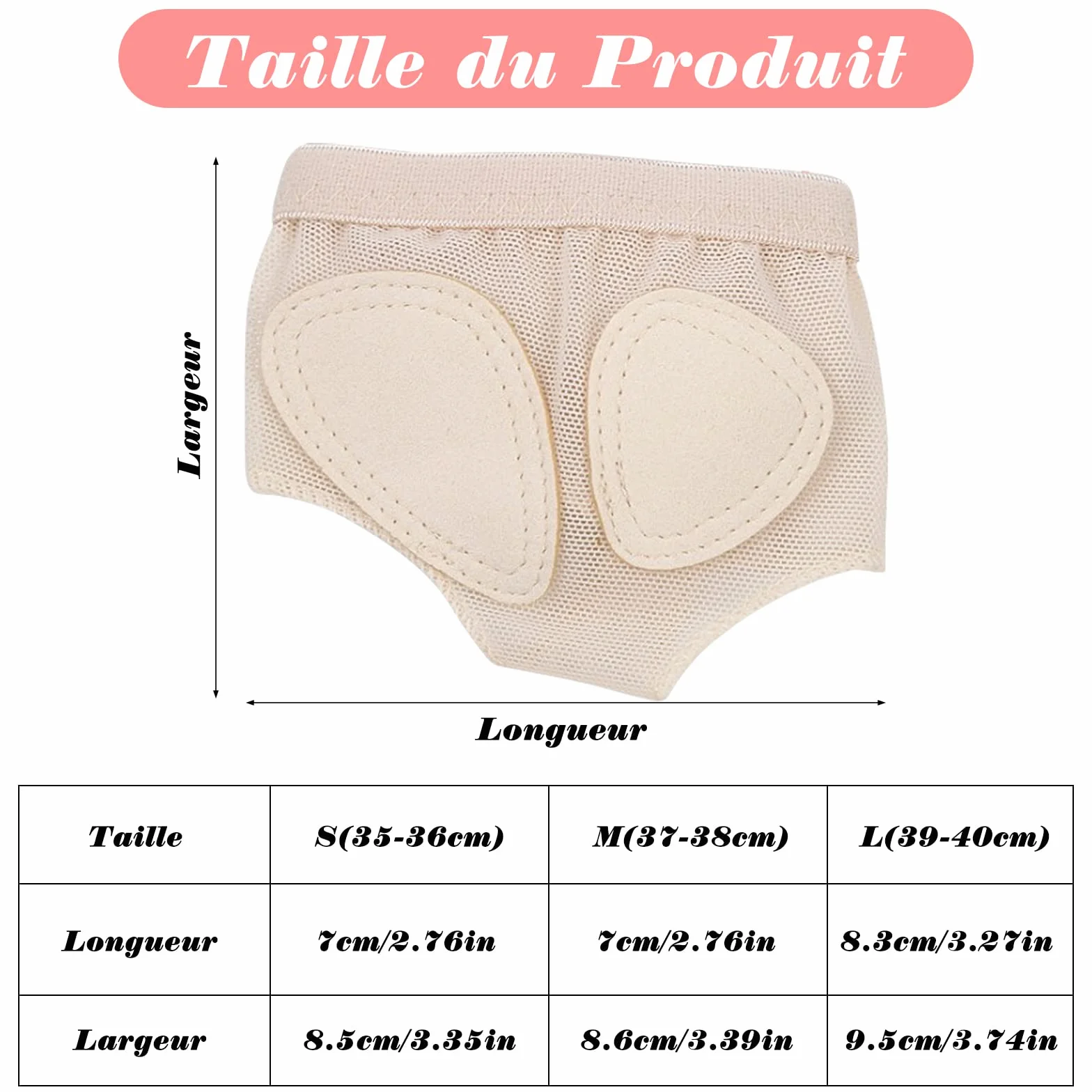VEGCOO 3 Paires Coussinet Pied Antidérapant Strings Pied Ballet Dance Orteils Pad Danse Coussinets Avant-Pied Métatarsiens (L)
