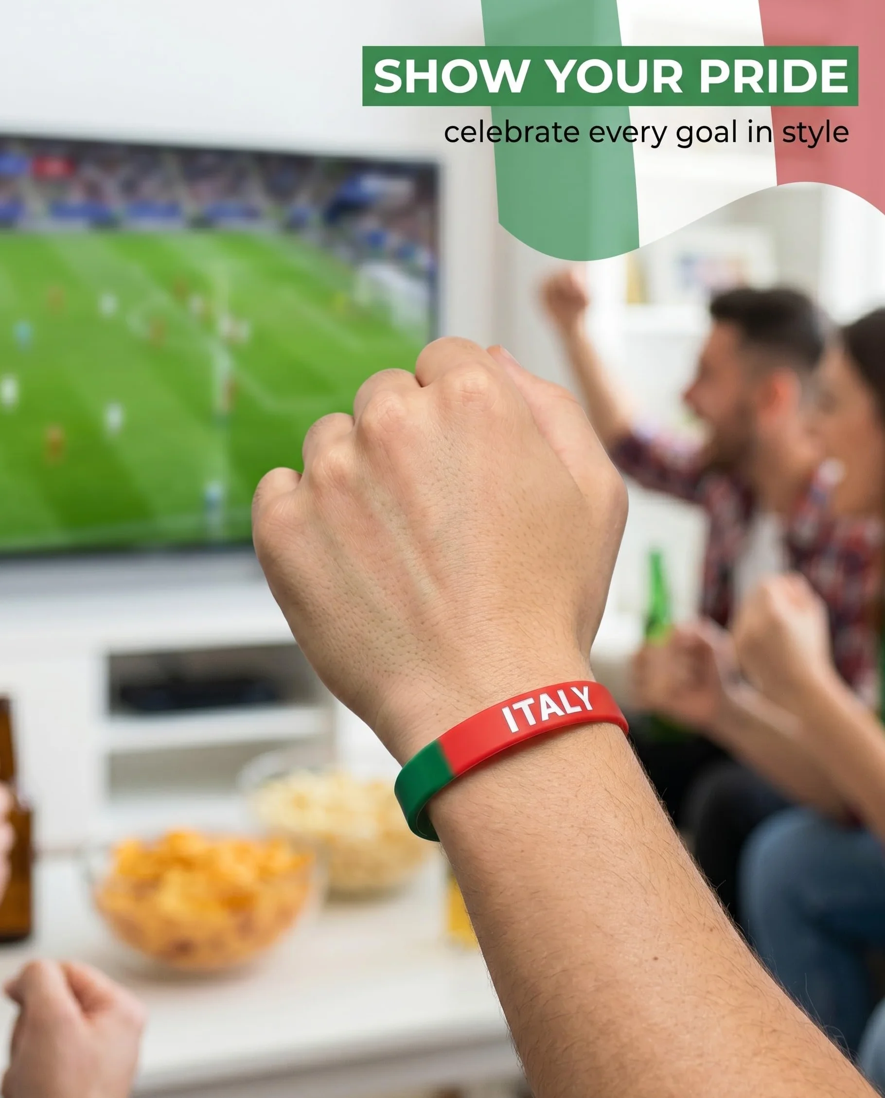 Bracelets Silicone Italie Lot de 10 Drapeau Italien Mondial 2026 Fans Cadeau Ultime Supporters Football