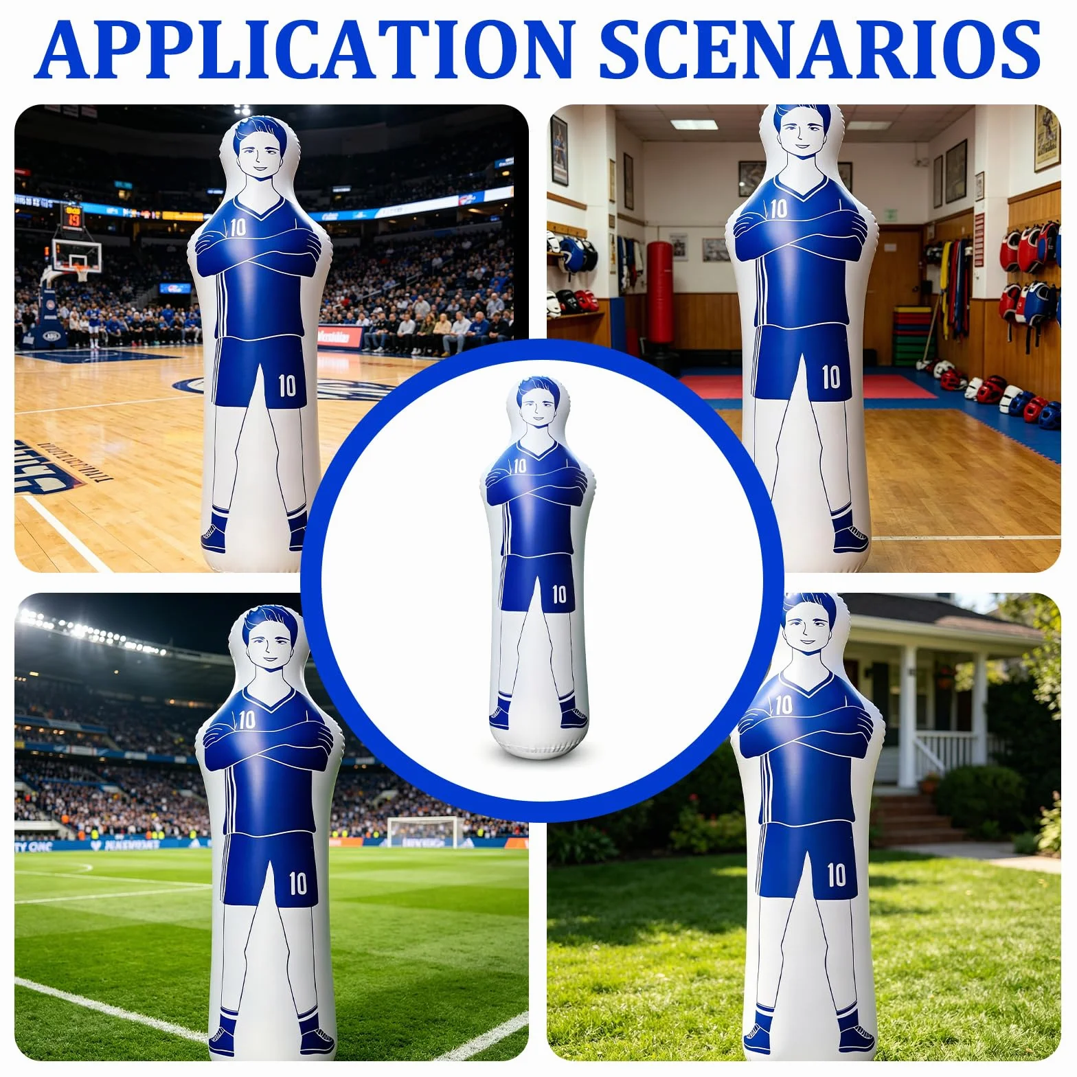 Mannequin de Football Gonflable 40 x 160 cm Gardien de But Bleu PVC 0,35 mm