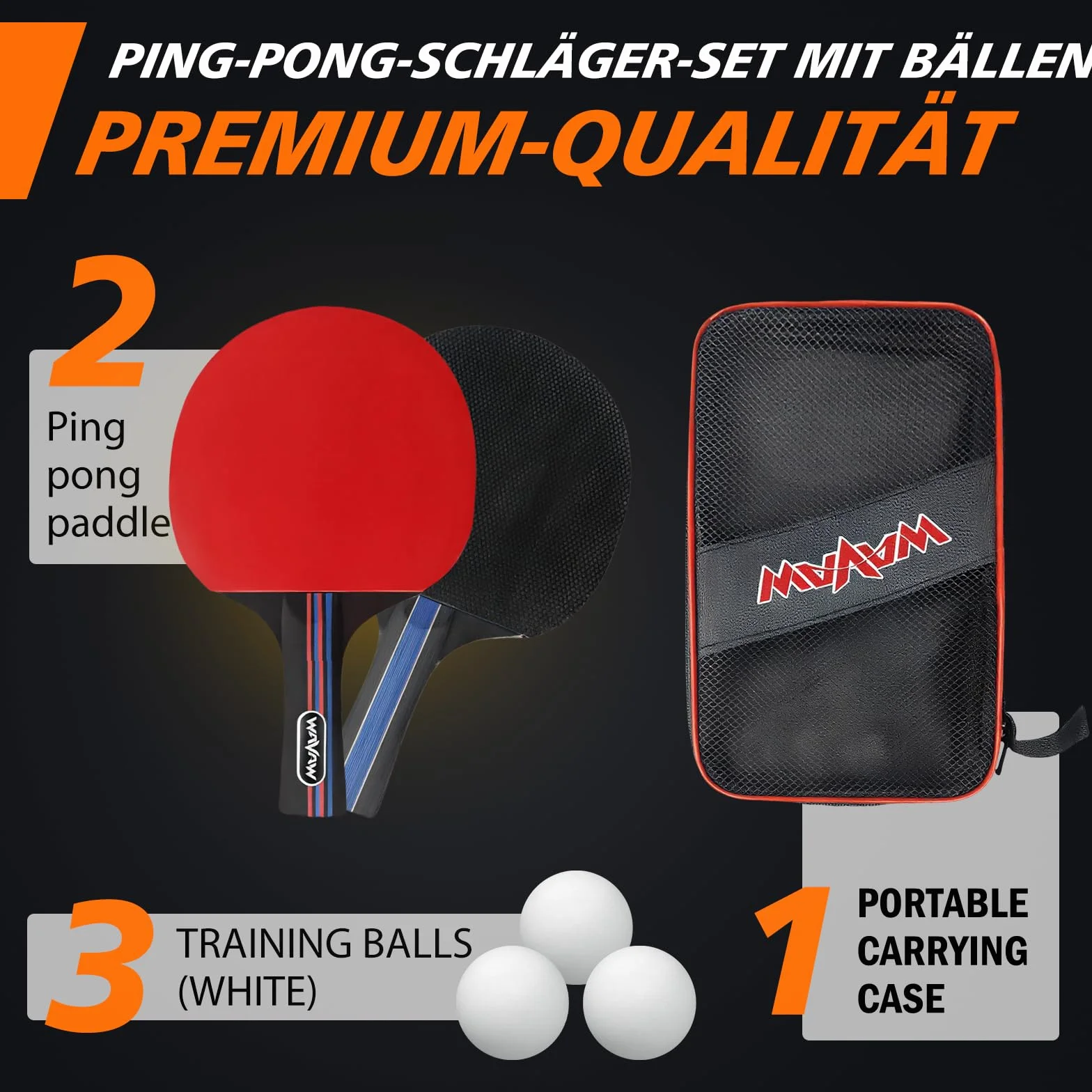 Ensemble de fouets de ping-pong avec balles, entraînement et loisirs