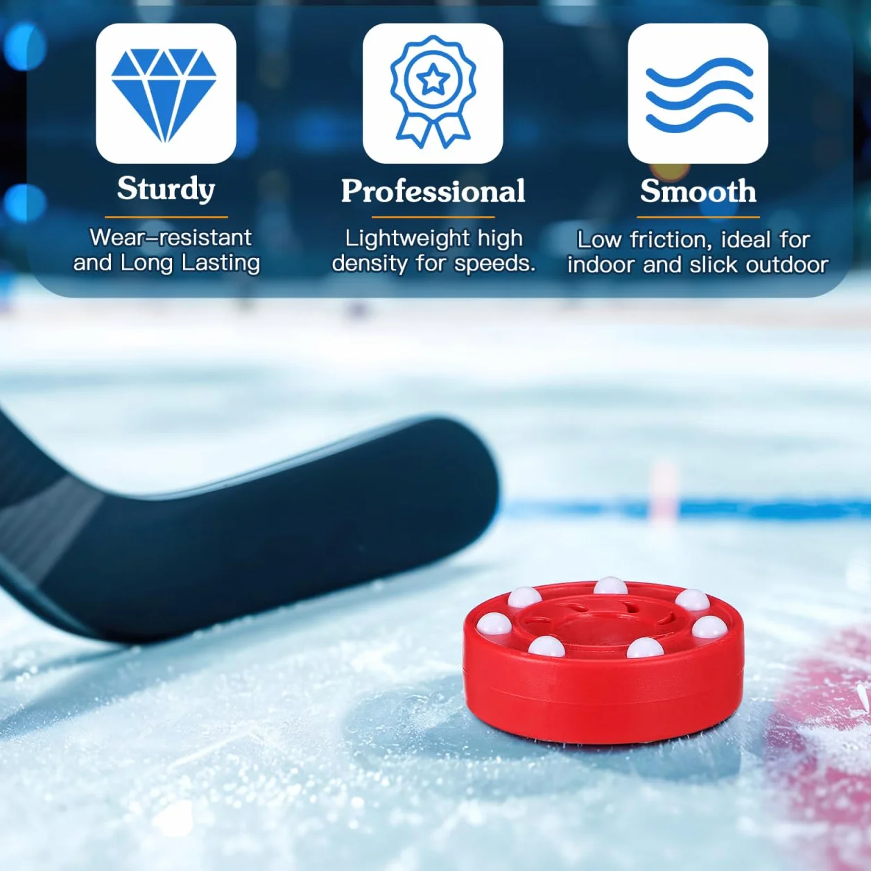 Lot de 2 Rollers de Hockey en Plein air Puck Street Hockey intérieur Hockey sur Glace Green Biscuit Pro Puck Roller Hockey Jeu d'entraînement