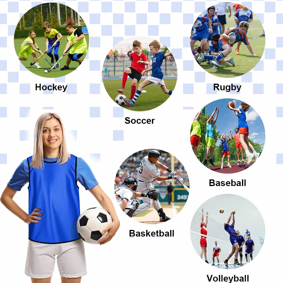 Chasubles d'Entraînement Sport Adulte/Enfant, Gilet de Football Maille Scrimmage Training Respirant Dossard