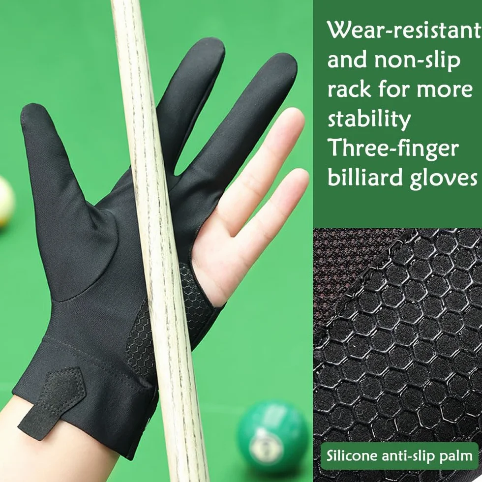 Gants de Billard Snooker à Trois Doigts Professionnel Main Gauche