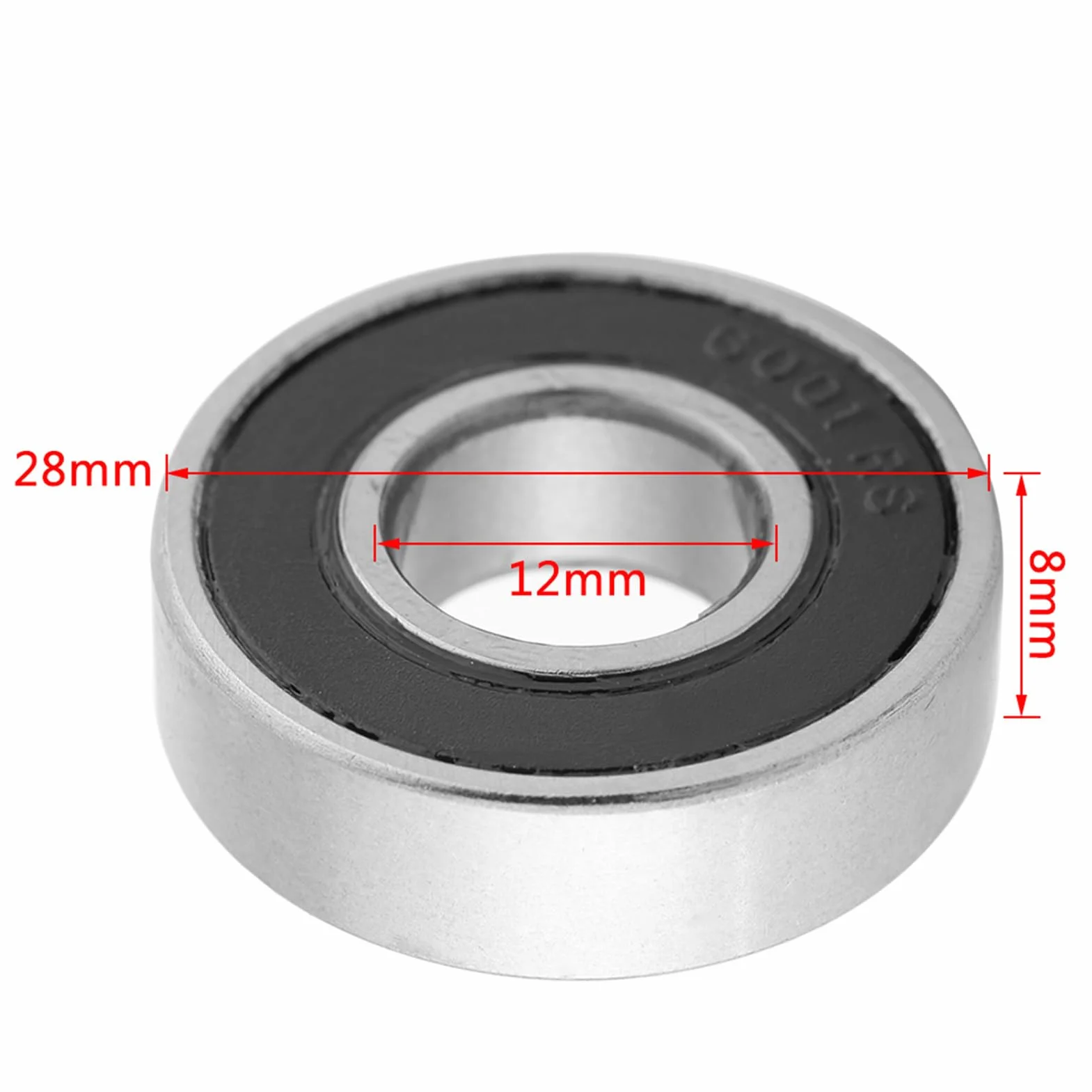 Roulement à Bille 6001-2RS 12x28x8 mm Roulements de Skateboard à Rainure Profonde Scellé en Caoutchouc