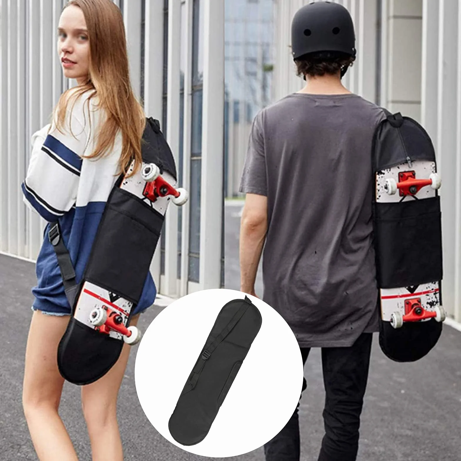 Sac à Dos pour Skateboard Longboard Oxford 84x22cm Bandoulière Réglable Universel