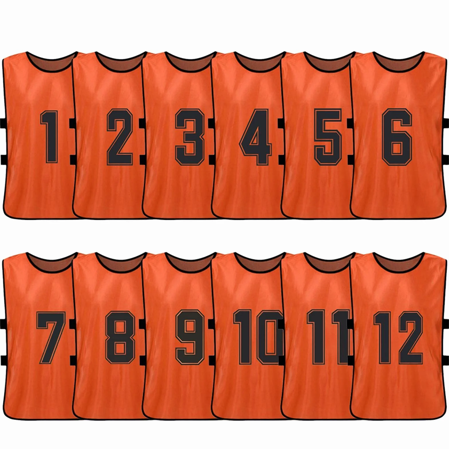 12 PCS Adultes Football Pinnies Maillots De L'équipe De Football À Séchage Rapide Dossards Numérotés Pratique