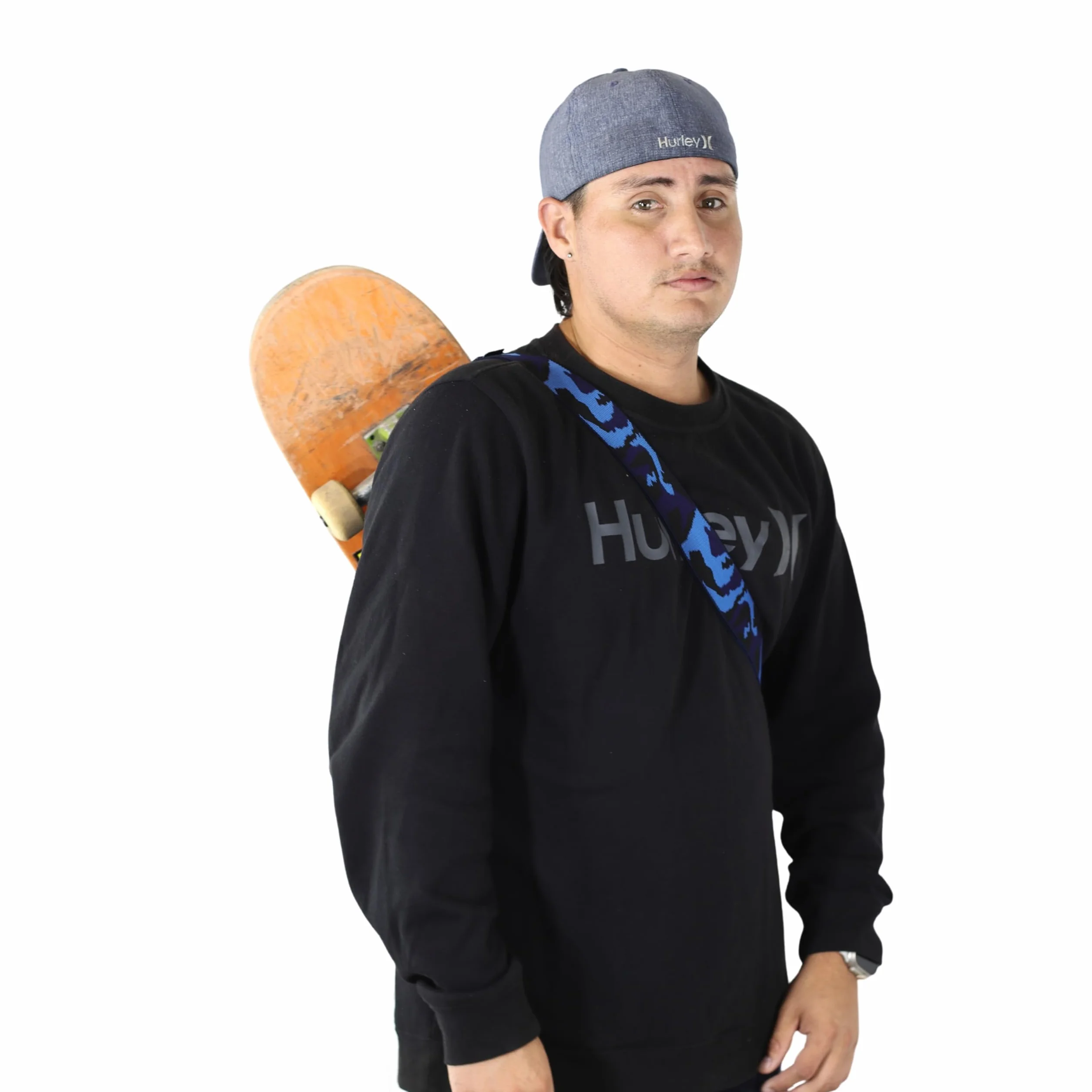 Sangle de transport pour skateboard, élastique, bleu