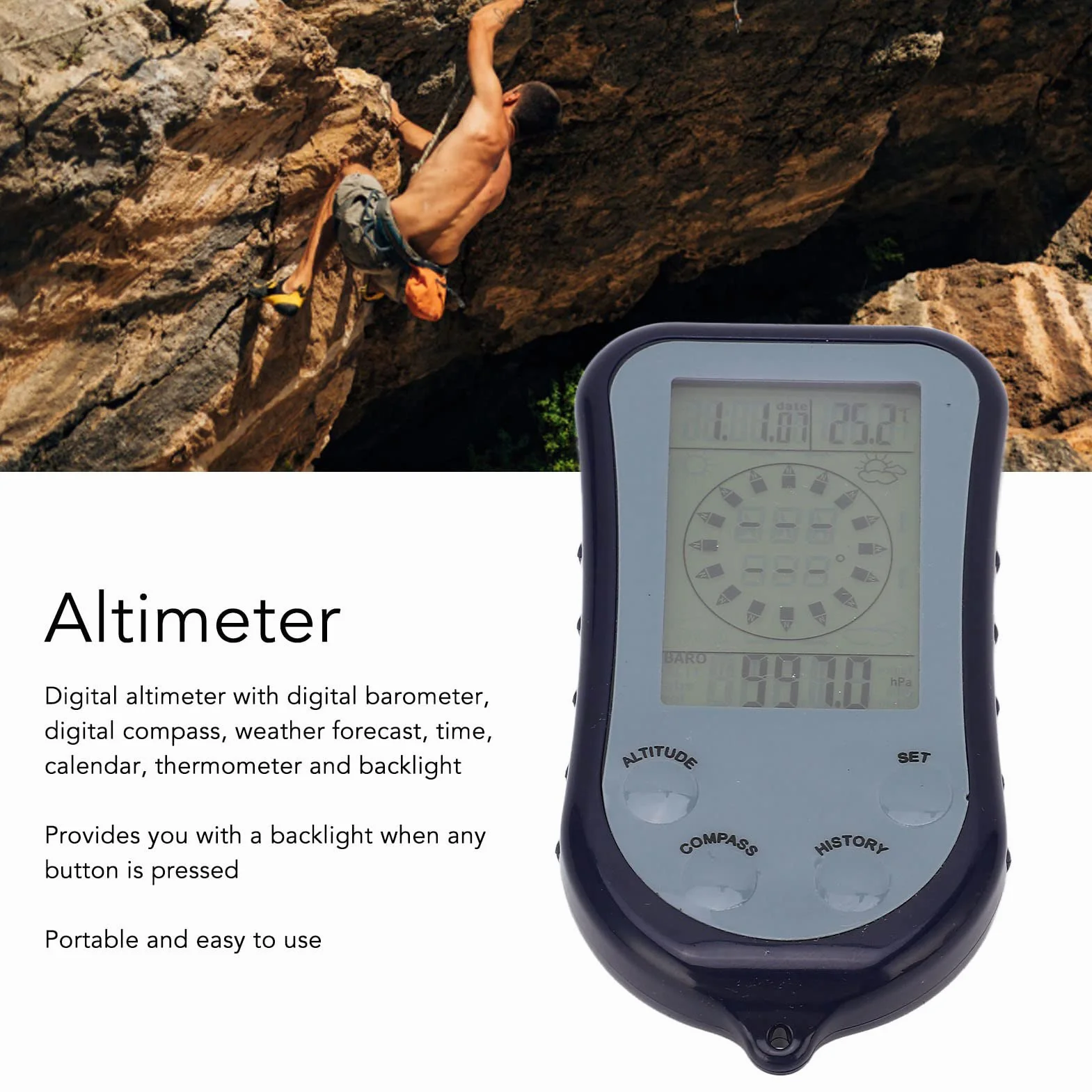 Altimètre Numérique Multifonction Baromètre Extérieur Boussole Thermomètre électronique pour Alpinisme