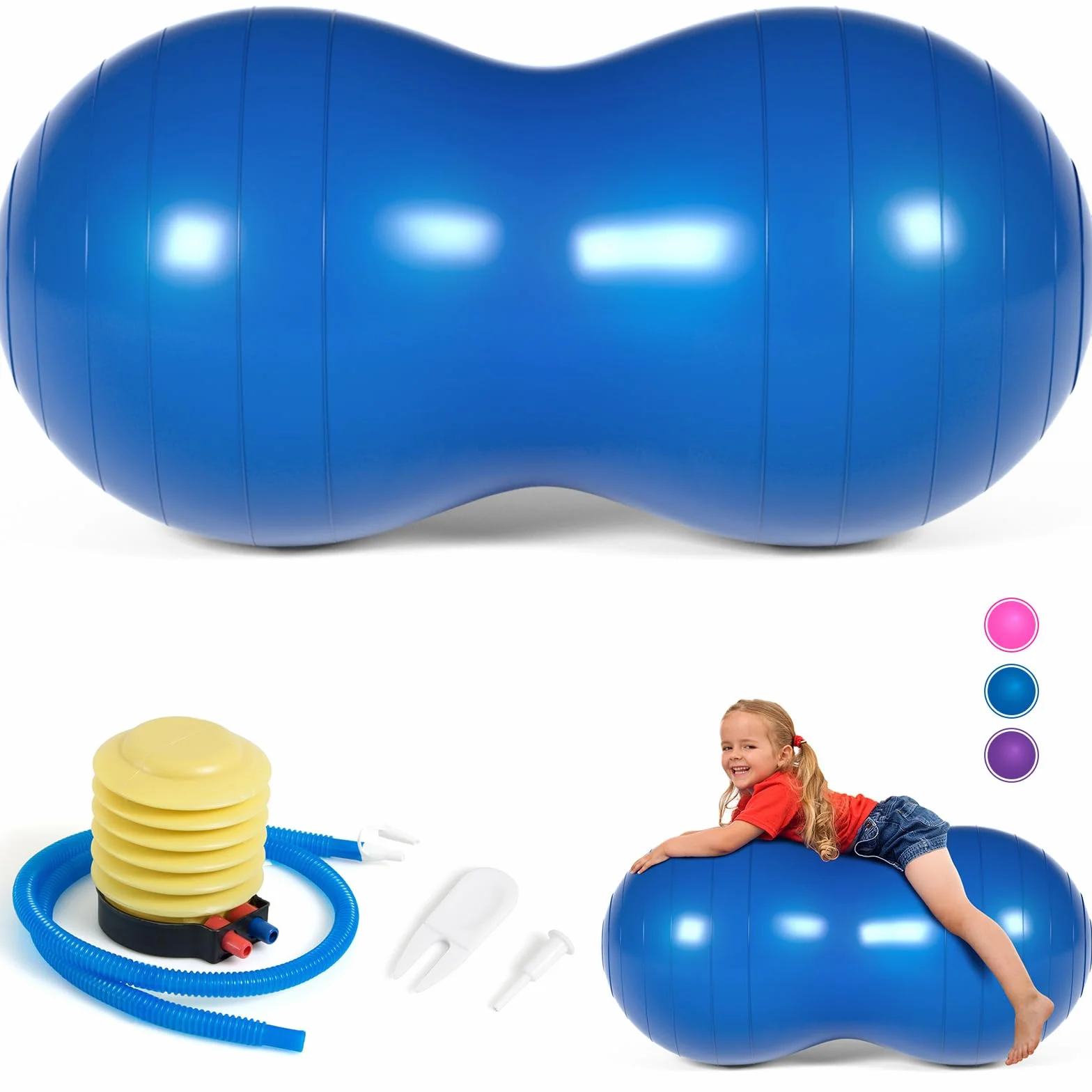 Balle de Massage DASKING Anti-Burst 90x45cm pour Yoga Pilates Physiothérapie avec Pompe à Main