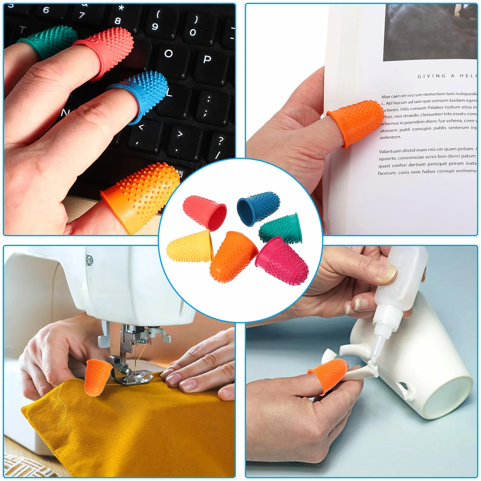 PATIKIL Embouts de doigts en caoutchouc 15 Pack Protecteur de bout de doigt en silicone Rouge Taille XS