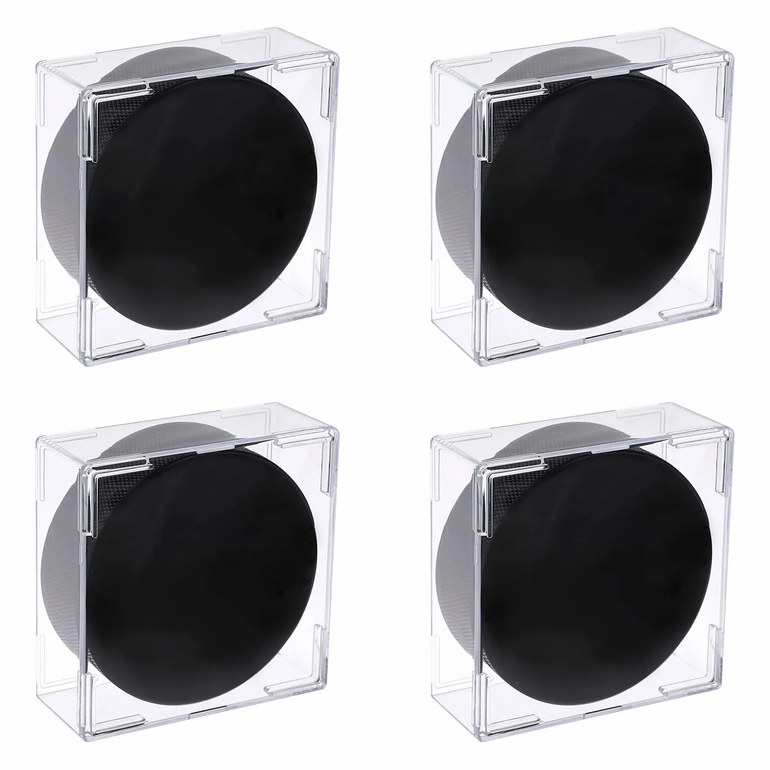BTSKY Lot de 4 supports carrés transparents empilables pour palets de hockey sur glace