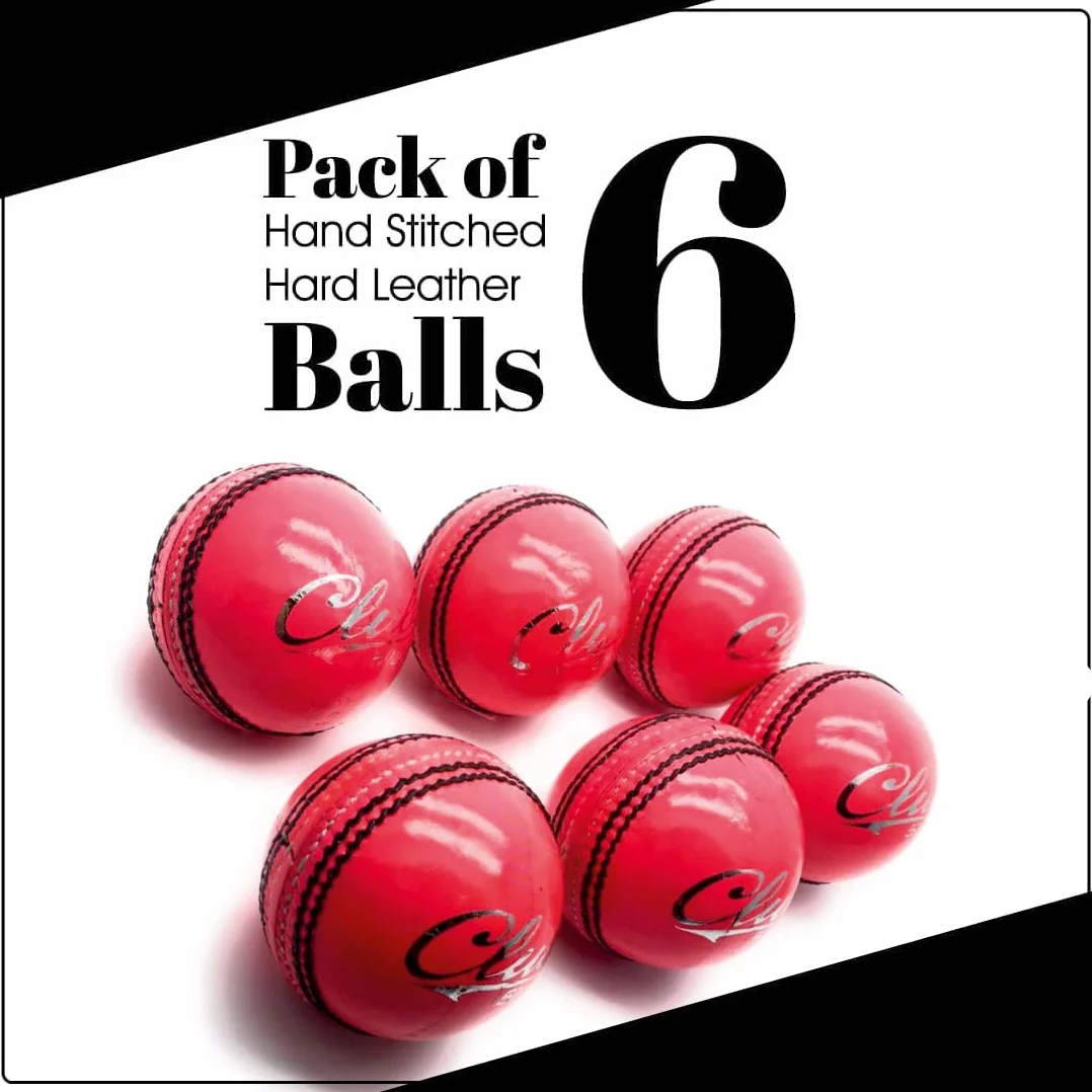Club County Lot de 6 balles de Cricket Officielles Cousues à la Main Grade A 156 g