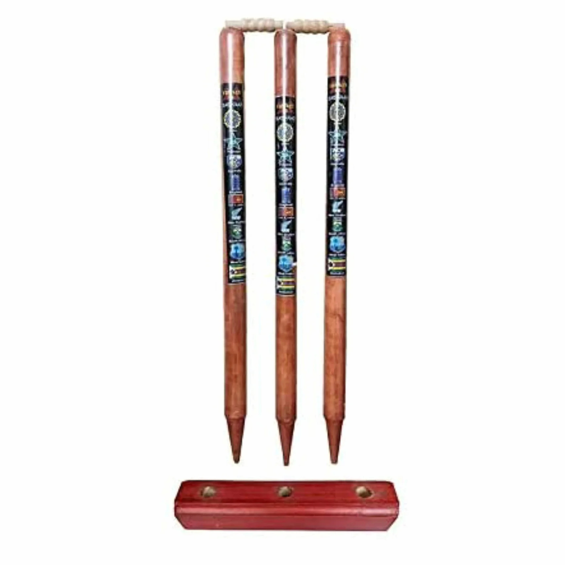 Souches de Cricket en Bois Lot de 3 avec Bélières et Support
