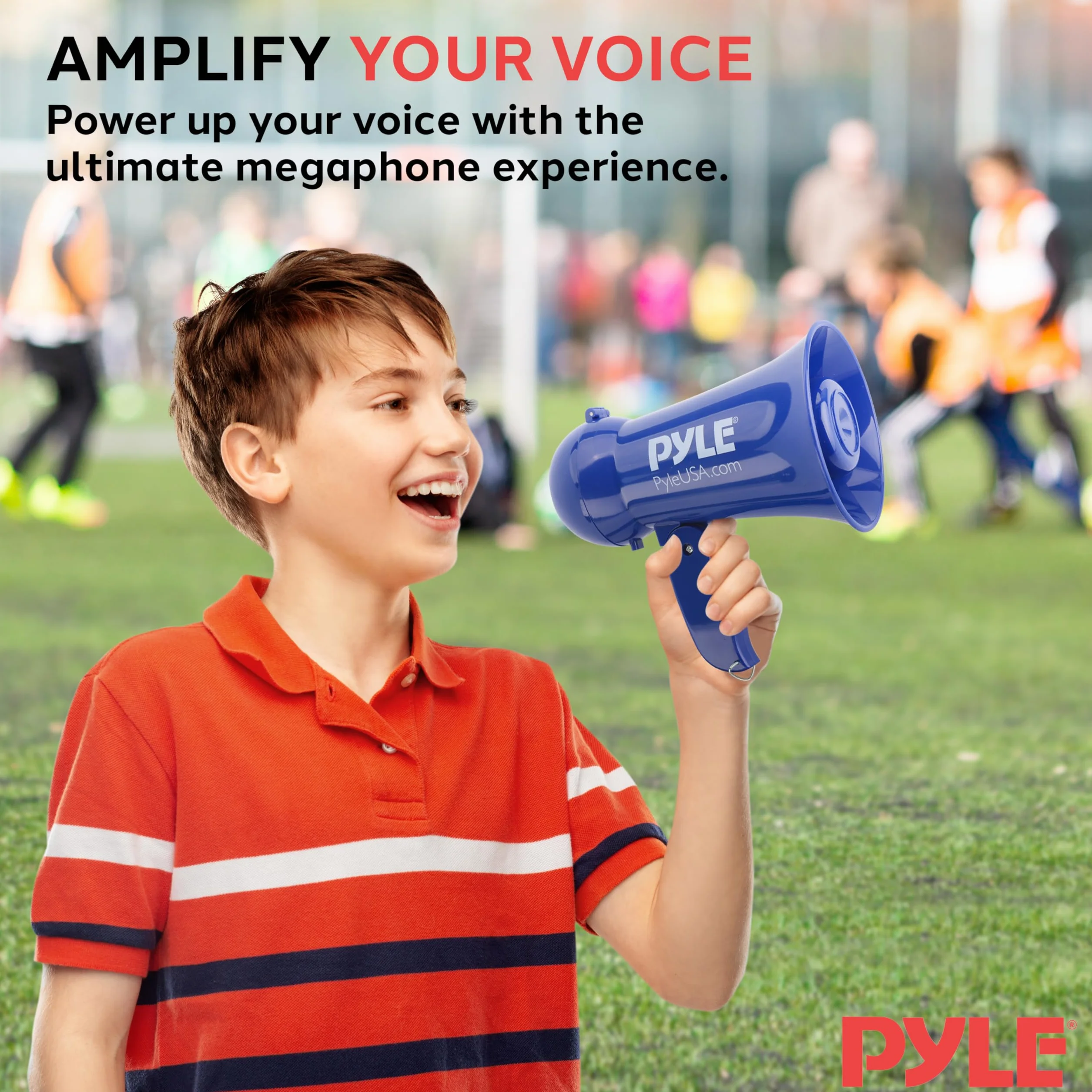 Pyle Mégaphone Portable à Piles avec Sirène Intégrée et Microphone Dynamique, Bleu Marine